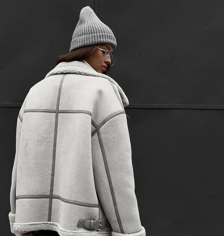 Dam Lång Vinterrock Trendig Polyester Elegant Snitt-5