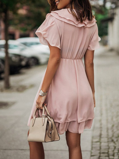 Dam Miniklänning Ruffle Polyester och Bomull-3