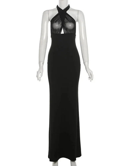 Kvinnors Lång Klänning Monokrom Polyester Spandex-6