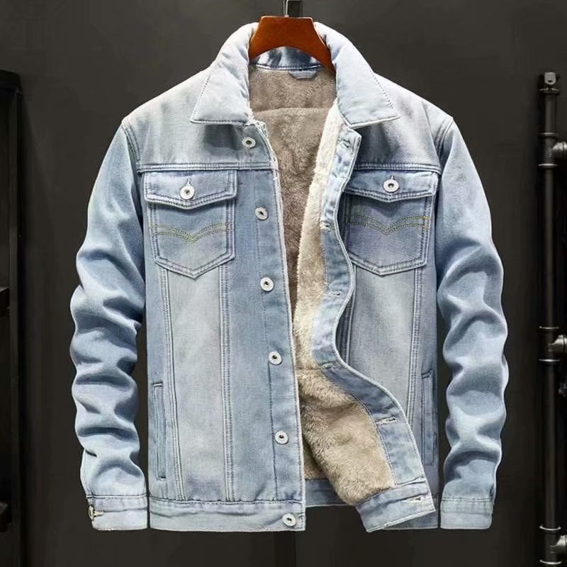Herrjacka Denim Klassisk Stil Högkvalitativ Material 3