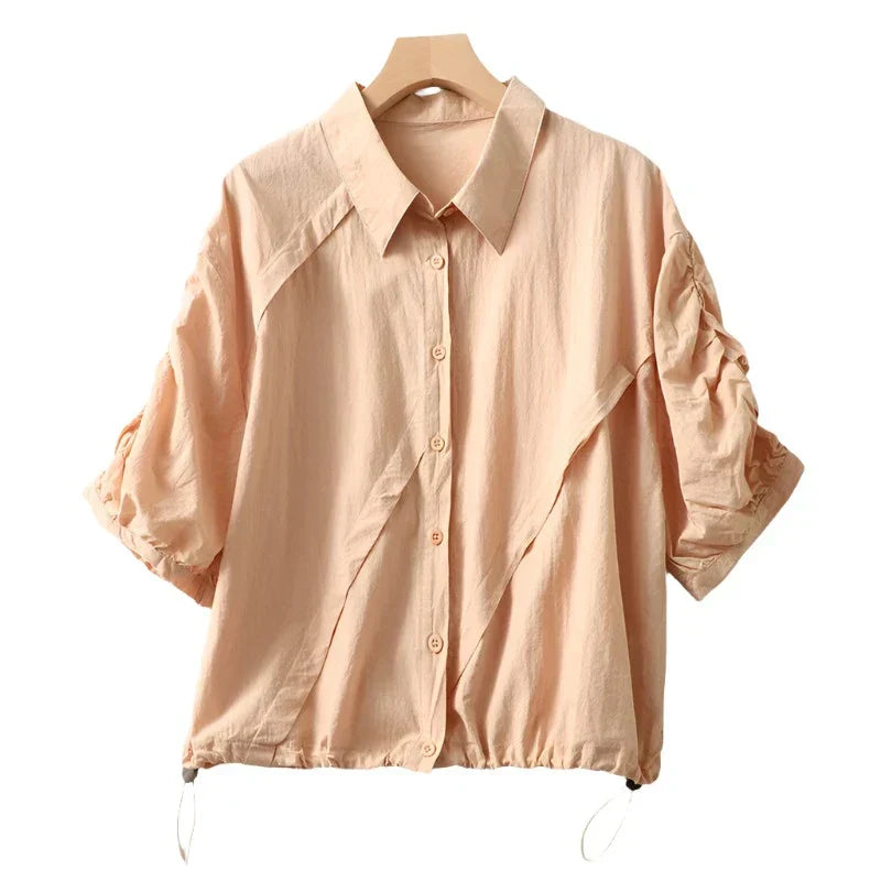 Kvinnors Blus Justerbar Linne Sommar-6