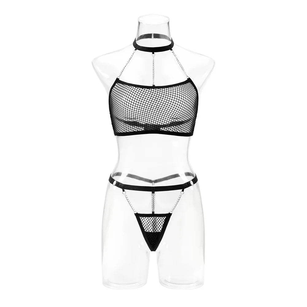 Damunderkläder Set Monokrom Spandex Snygga Underkläder-2