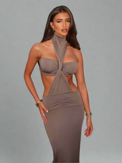 Dam Glasrockuppsättning Halvhög Krage Polyester Tröjorstil-2