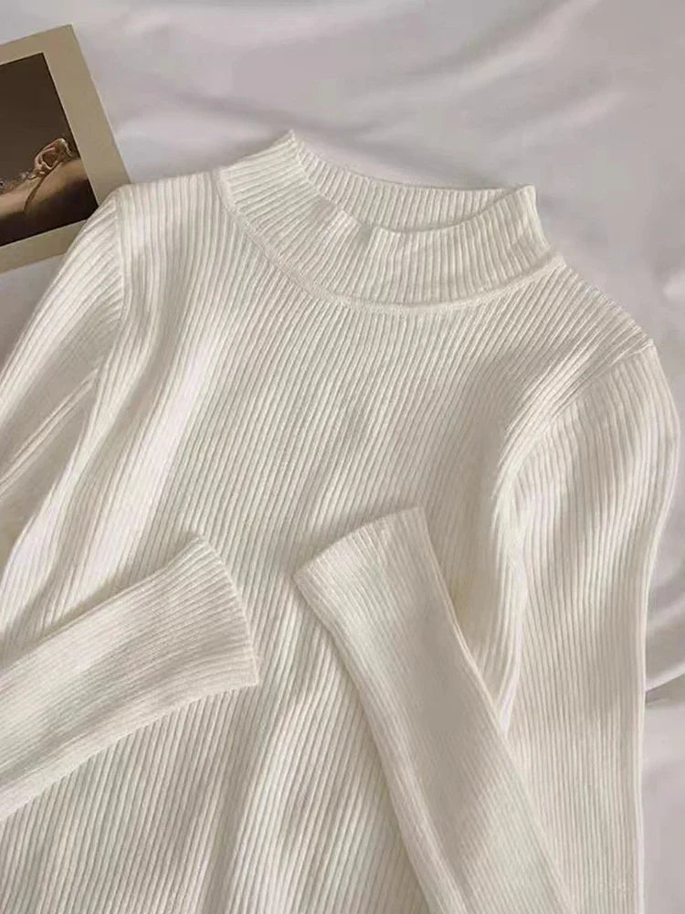 Variant image for Kvinnor Turtleneck Tröja Ribbad Mjuk Stickmix-10