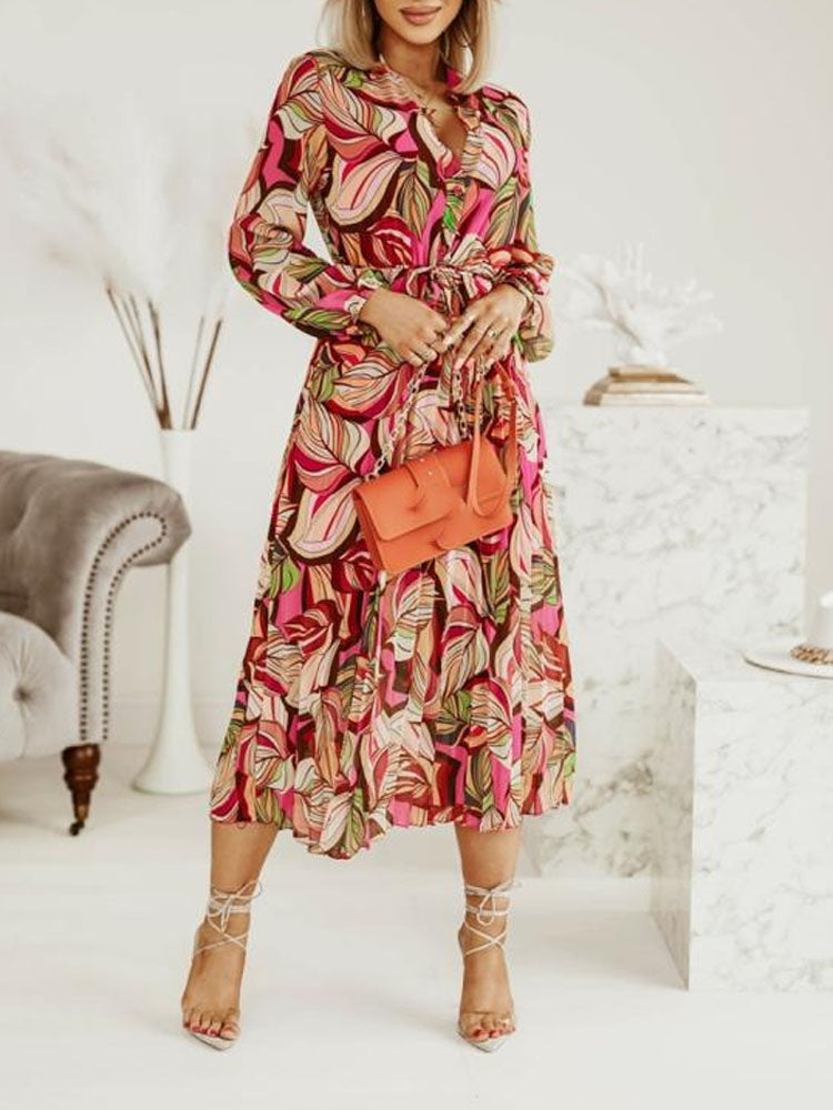 Dam Midi Klänning Veckad Polyester och Bomull - Fina Dam Klänningar för Alla Tillfällen-2