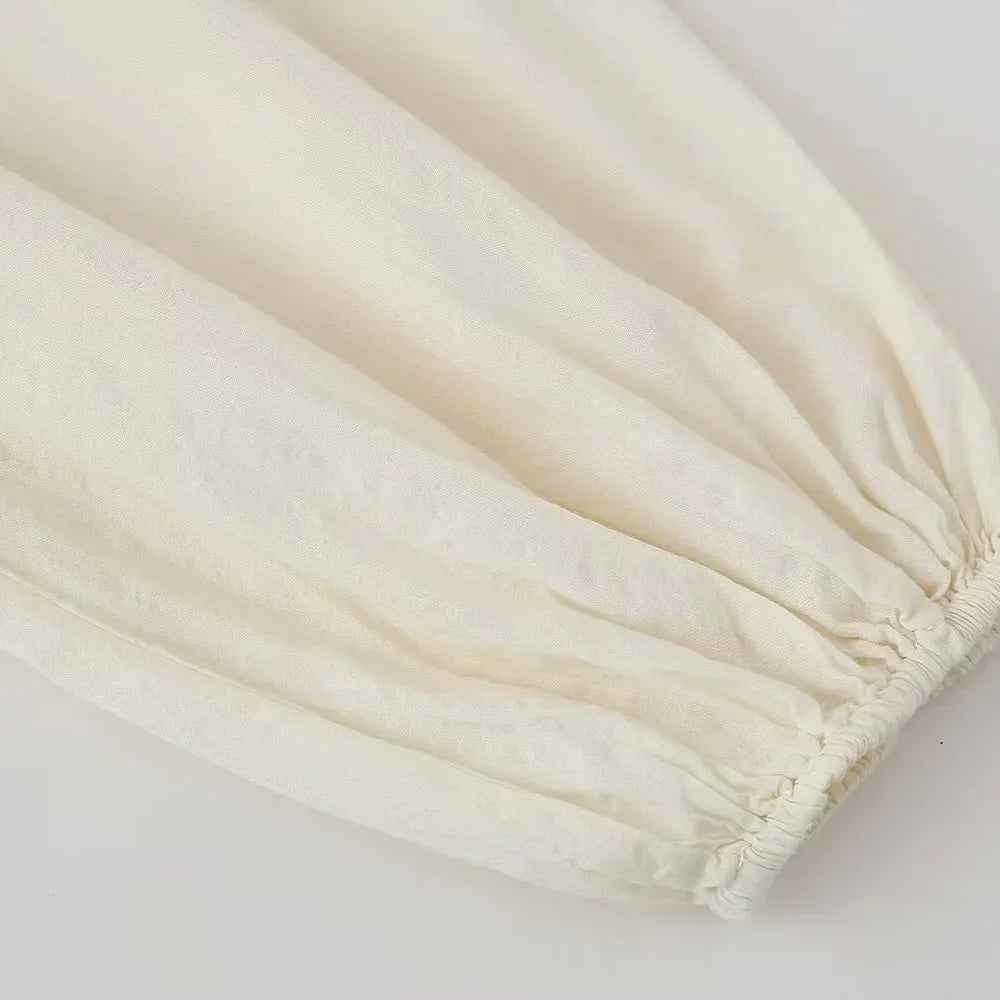 Dam Blus Broderad Långärmad 100% Bomull-5