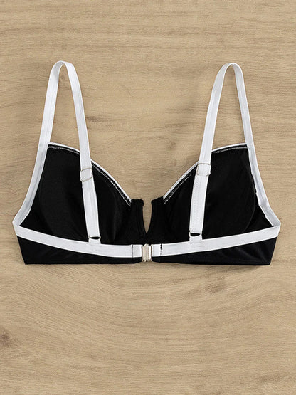 Dam Bikiniset Blockfärg Spandex Polyester Hög Midja-5