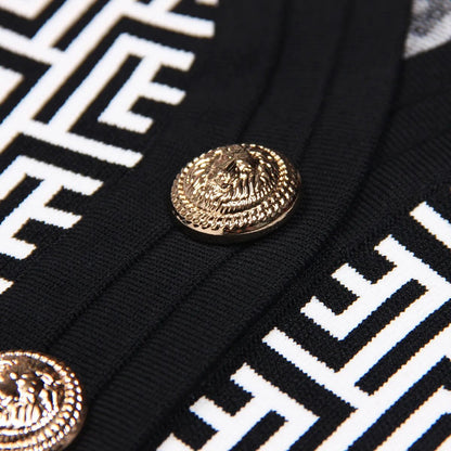 Dam Kofta Mönstrad Viskos Casual med Lång Ärmar och V-Hals-3