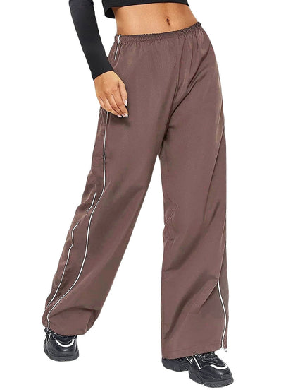 Damlastbyxor Y2K Elastiska Låg Midja Polyester-5