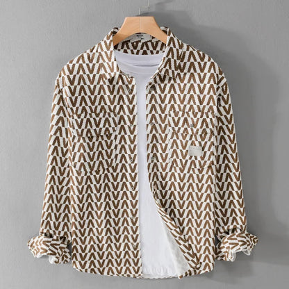 Variant image for Mäns Mönstrad Skjorta Geometrisk Bomull med Knapp och Fickor-11