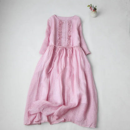 Damklänning Rynkor O-hals Polyester Modern Vintage-3