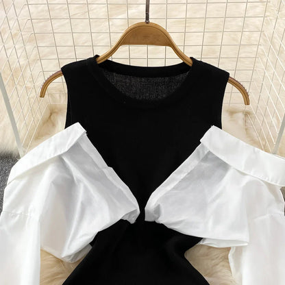 Kvinnors Mini Klänning med O-hals i Mjuk Bomull och Polyester – Axelfri Design för Festliga Tillfällen 2