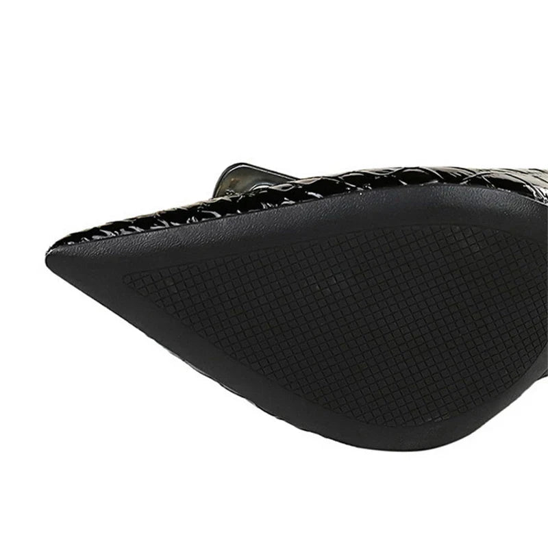 Dam Pumps Spetsformad PU-material Elegant 7 cm Häl-3