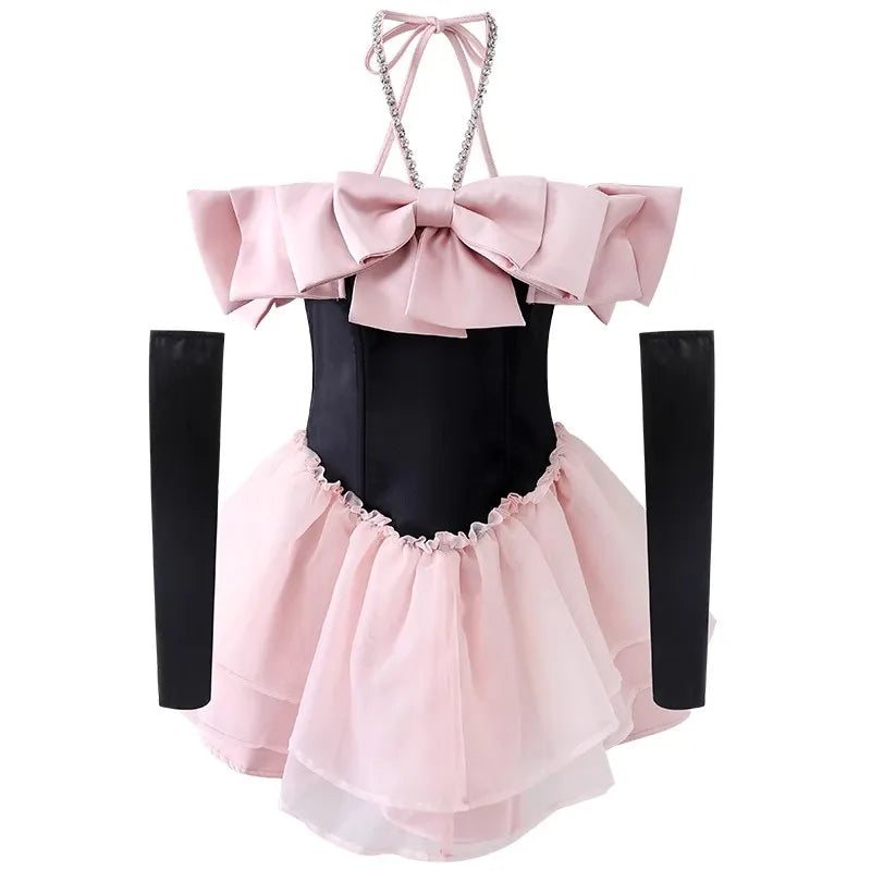 Variant image for Kvinnors Mini Klänning Axelfri Vintage Bomull Polyester-1