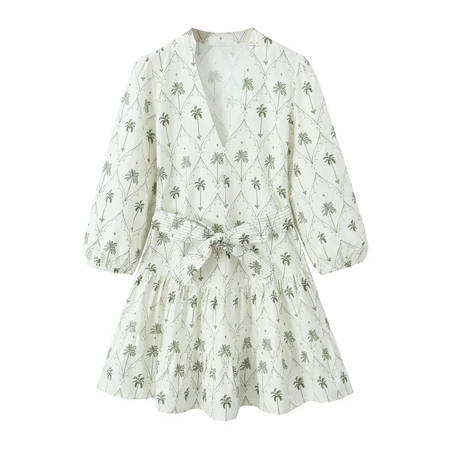 Variant image for Dam Festtoppar V-ringad Tryckt Bomull-1