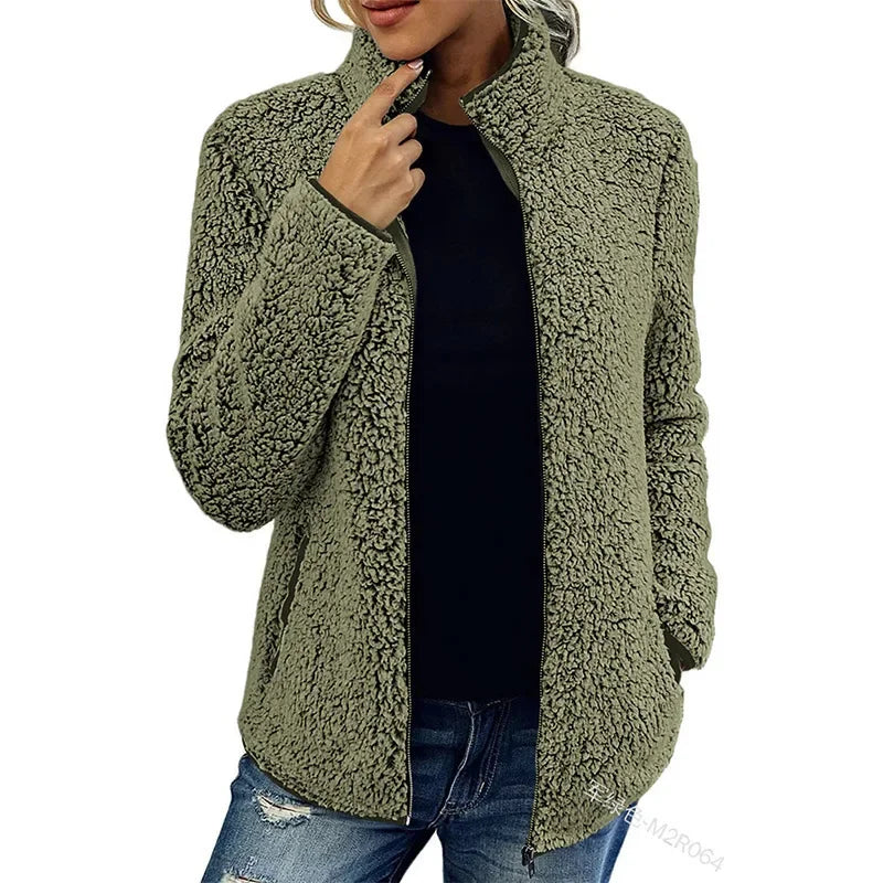 Dam Fleecejacka Modern Vinterdesign Mjuk Fleece-4
