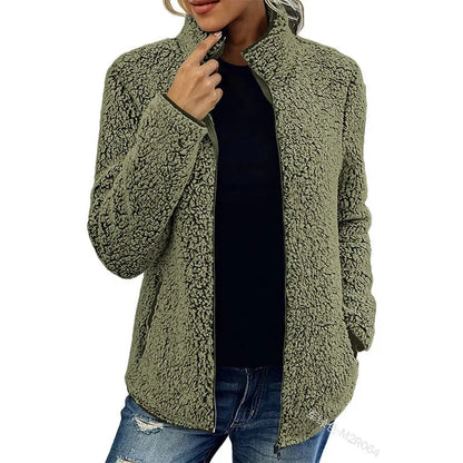 Dam Fleecejacka Modern Vinterdesign Mjuk Fleece-4