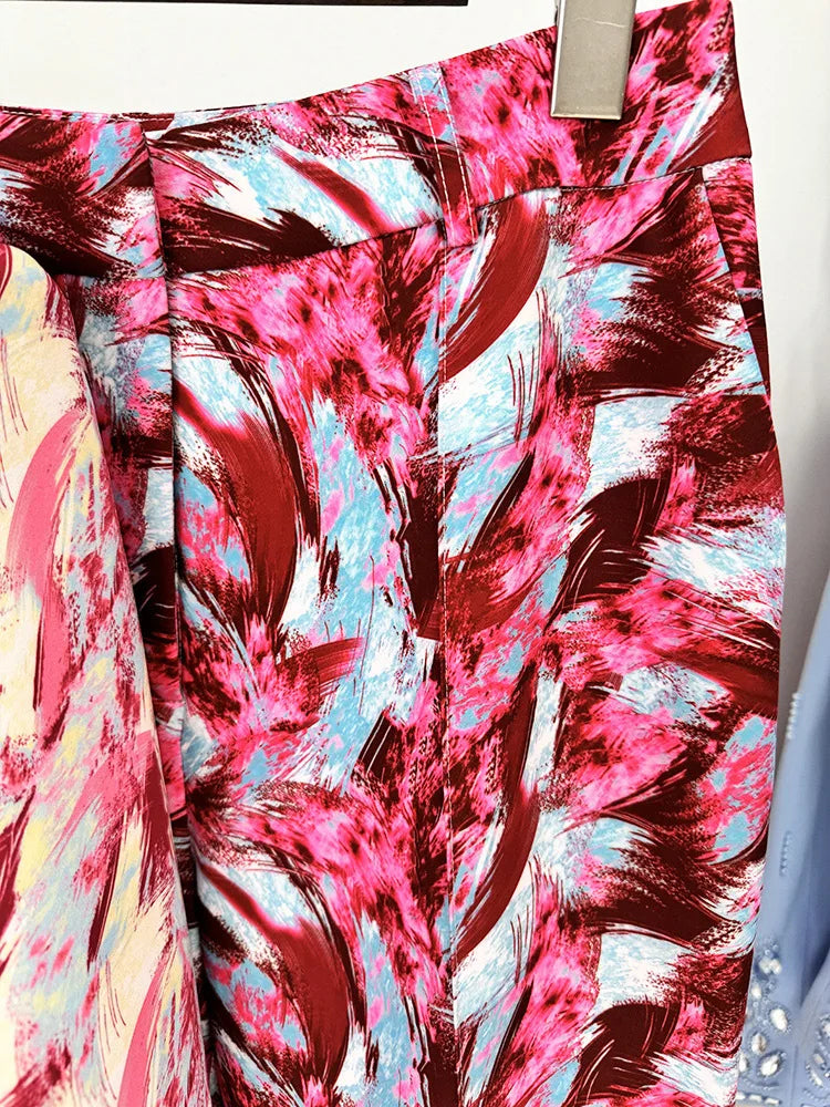 Dam Hosen Set Tryckad Design Bomull Polyester-5