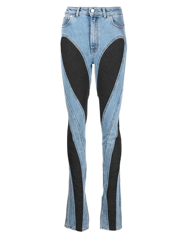 Dam Jeans Hög Midja Stretch Bomull-1