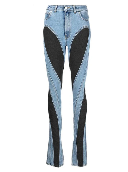 Dam Jeans Hög Midja Stretch Bomull-1