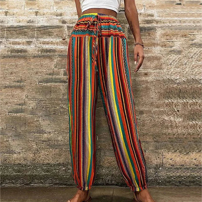 Kvinnors Byxor Hög Midja 100% Bomull med Lyxiga Detaljer-2