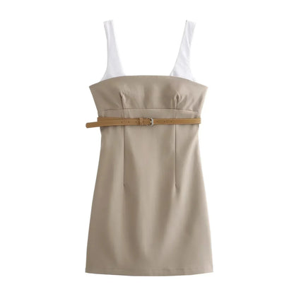 Kvinnors Miniklänning med Bälte A-linje Polyester Glittrig-1