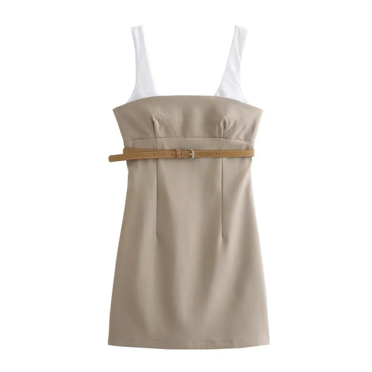 Kvinnors Miniklänning med Bälte A-linje Polyester Glittrig-1