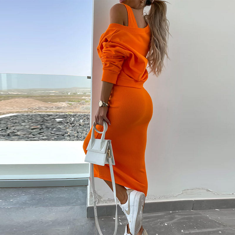 Tvådelat Set Dam V-ringad Polyester Elegant Stil-2