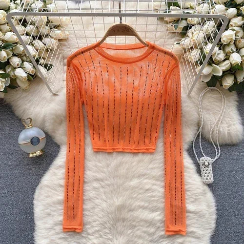 Variant image for Dam Crop Top Långärmad Figurnära Polyester-1