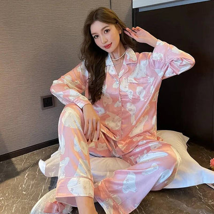 Dam Pyjamas Set Punktdesign Polyester för Komfort och Stil-3