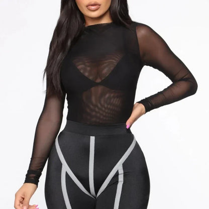 Bodysuit Dam Transparent Design Nylon Polyester Fitted-2
