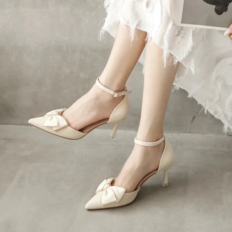 Dam Pumpskor T-sträng Spetsig Tå PU-material-5