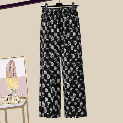 Variant image for Dam Hosen Set Löst Snitt Polyester V-ringad Hög Midja-49