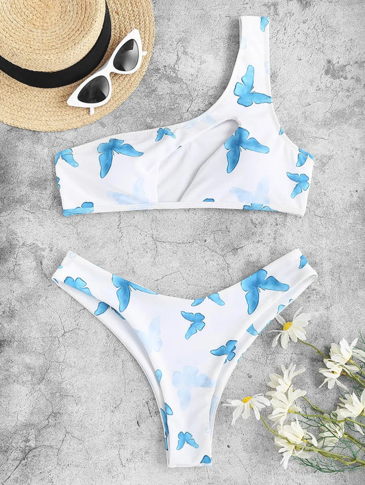 Fina Dam Klänningar Fotledskulder med Fjärilsmönster i Lätt Polyester-1