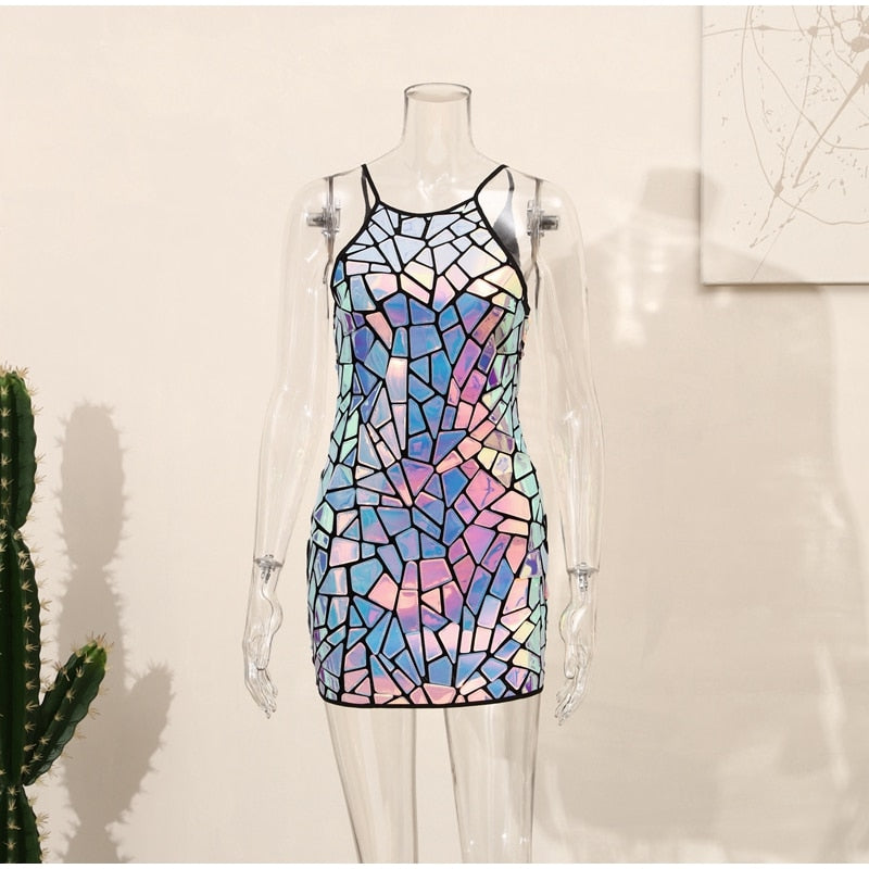 Variant image for Dam Miniklänning Geometrisk Lapptäckedesign Polyester-4