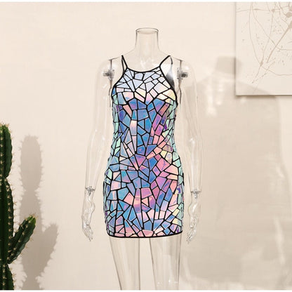 Variant image for Dam Miniklänning Geometrisk Lapptäckedesign Polyester-4