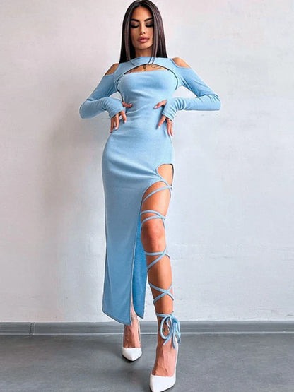 Variant image for Dam Maxi Klänning Monokrom Smal Passform Polyester Elegant-7