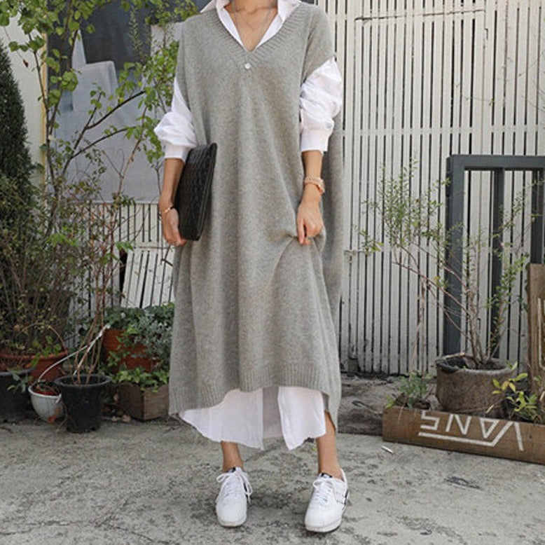 Damklänning V-ringad Polyester Lätt och Luftig-1