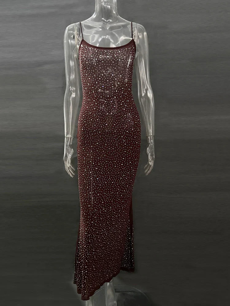 Variant image for Lång Klänning Dam Golvlängd Spaghetti Remmar Polyester-9