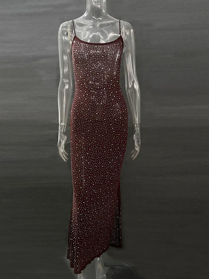 Variant image for Lång Klänning Dam Golvlängd Spaghetti Remmar Polyester-9