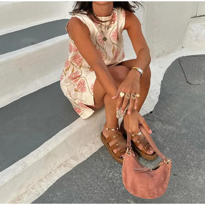 Fina Dam Klänningar Luftig Midjefasong Blandning av Bomull och Polyester-4