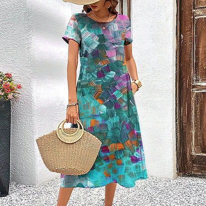 Kvinna Lätt Klänning Originaldesign Högkvalitativt Tyg-4