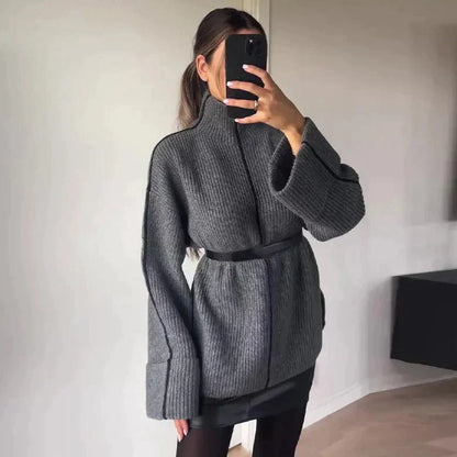 Stickad Dam Tröja Turtleneck 100% Akryl-1