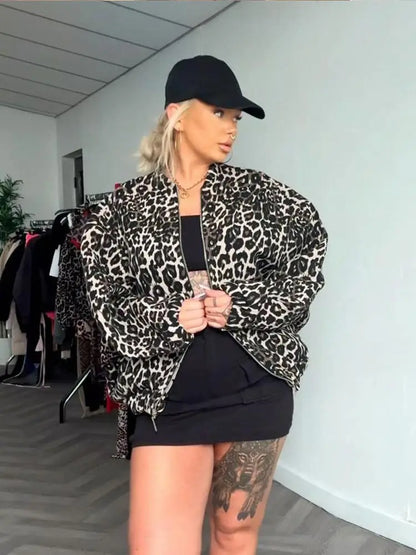 Kvinnors Jacka Leopardmönster Avslappnad Mjukt Tyg 4