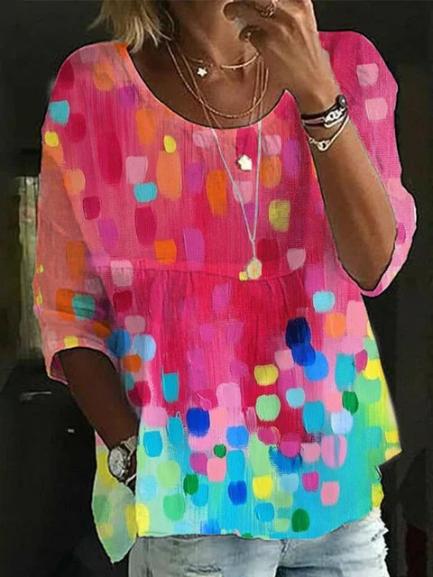 Dam Blus Lätt Elegant Polyester-4