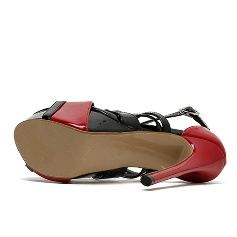 Dam Sandaler med Klack Justerbara Spännband PU-Läder Elegant Design-3