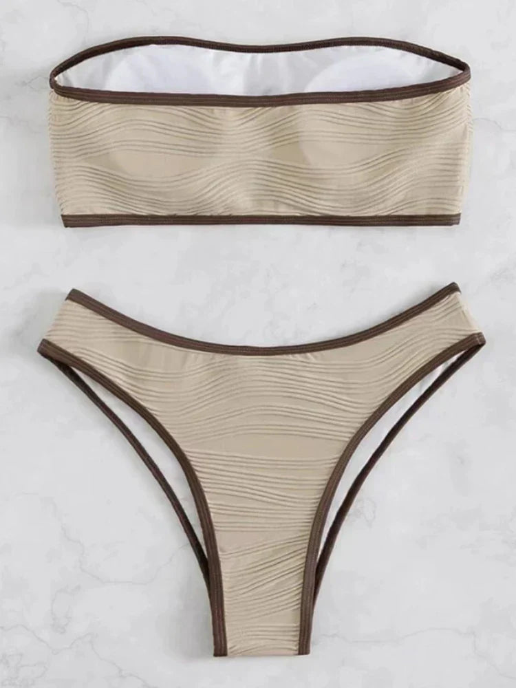 Dam Bikini Set Hög Midja Polyester Elastan-2