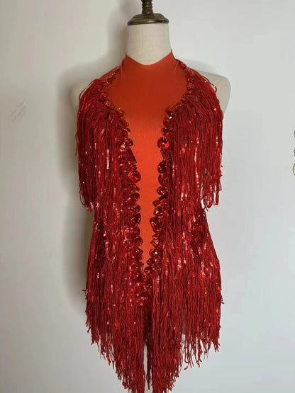 Variant image for Dam Glittrig Miniklänning med Fransar Spandex-4