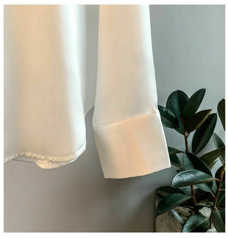 Kvinnors Långärmad Blus Satin Polyester-4