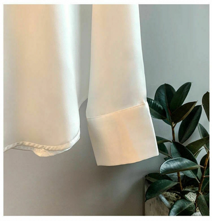 Kvinnors Långärmad Blus Satin Polyester-4